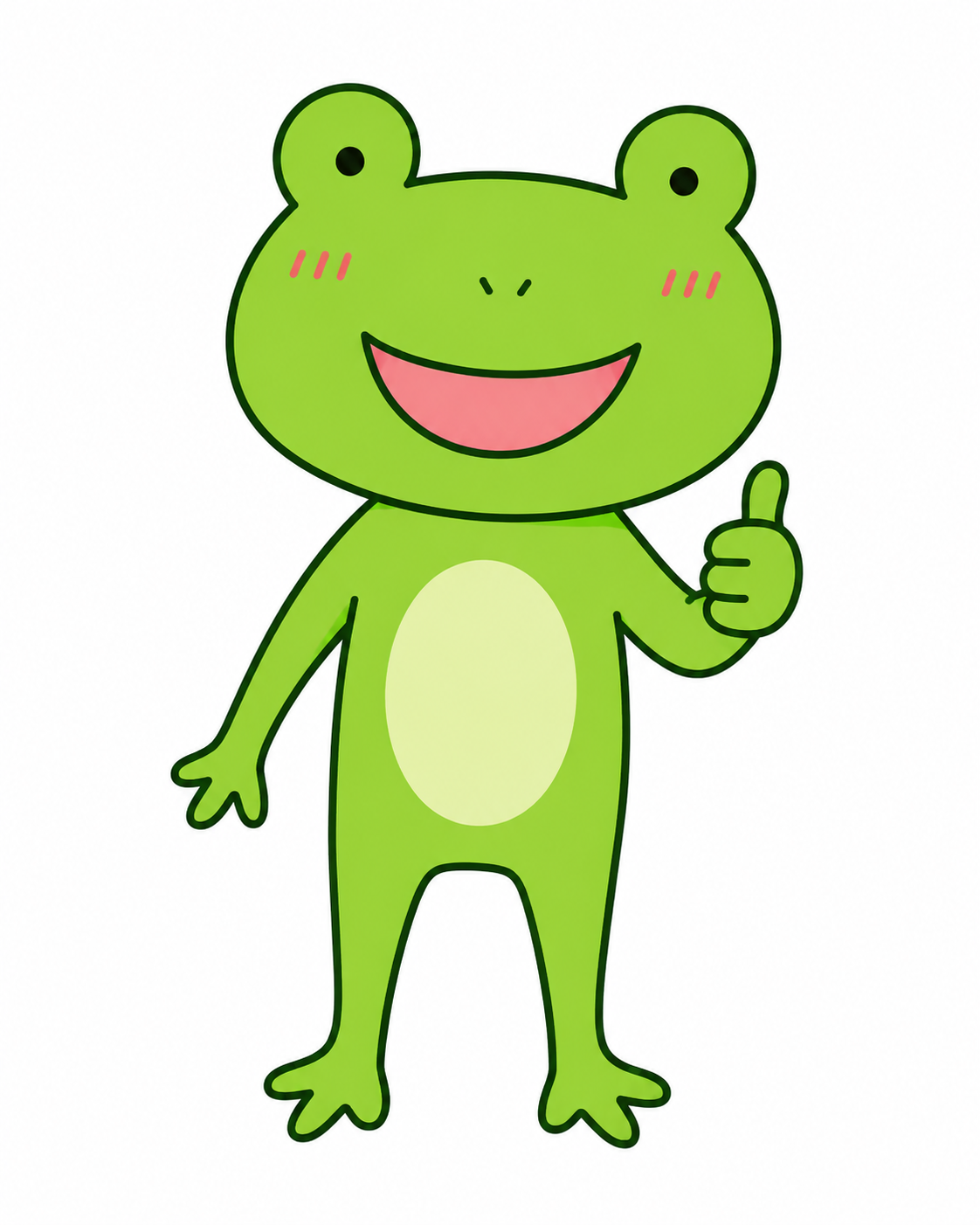 親指を立てて応援するカエルくん