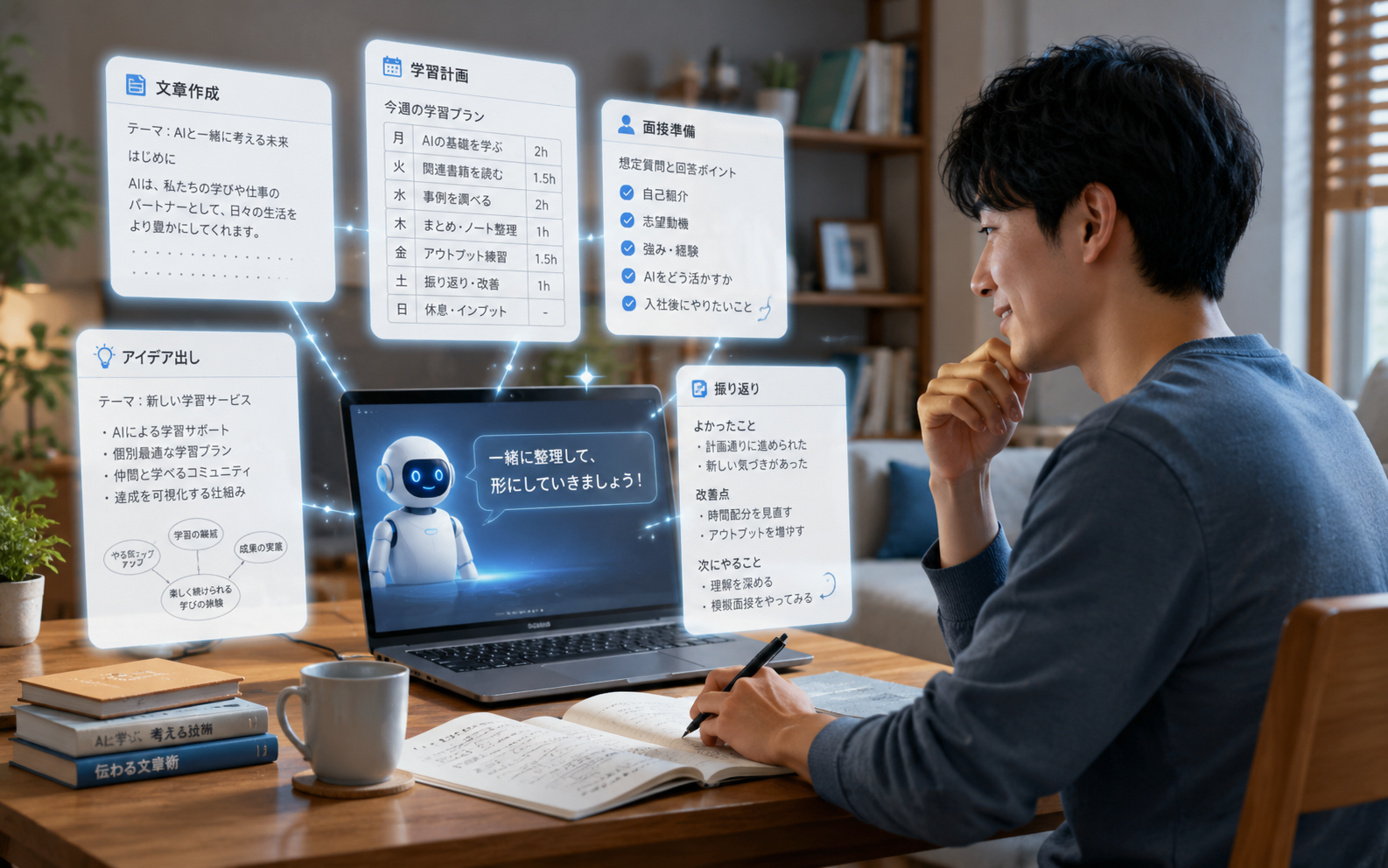 AIと学習や作業を整理するイメージ